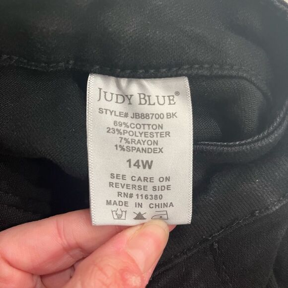Judy Blue Jeans Womens 14W Black High Rise Denim Jogger *Missing Drawstring - Picture 4 of 11